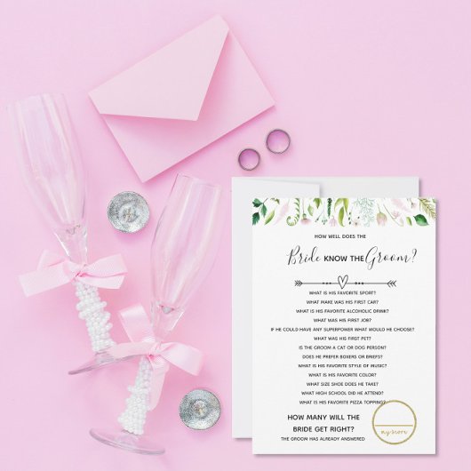 Wie goed doet bruid weet bruids baby shower spel kaart