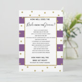 Wie goed doet bruid weet bruids baby shower spel kaart (Staand voorkant)