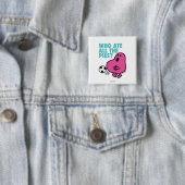 Wie heeft alle taarten opgegeten? vierkante button 5,1 cm (In situ)