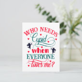 Wie heeft Cupido nodig als iedereen van me houdt, Feestdagenkaart (Staand voorkant)