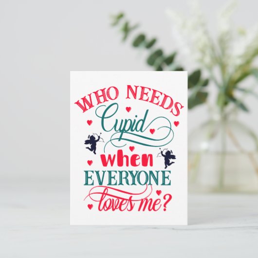 Wie heeft Cupido nodig als iedereen van me houdt,  Feestdagenkaart (Staand voorkant)