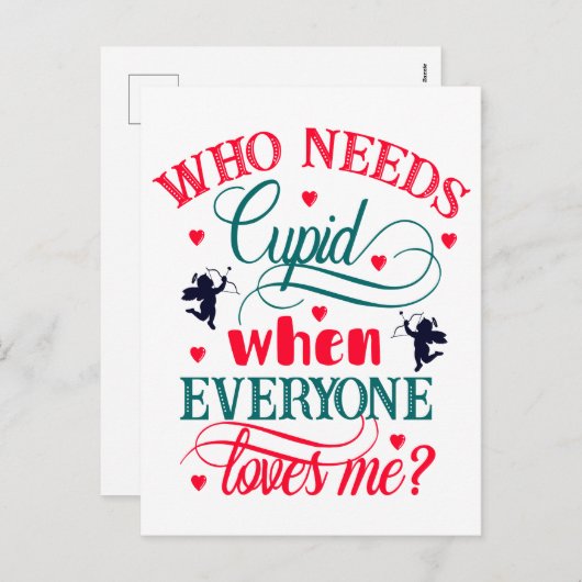 Wie heeft Cupido nodig als iedereen van me houdt,  Feestdagenkaart (Voorkant / Achterkant)