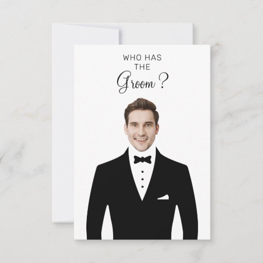 Wie Heeft De Bruidegom Bruidsfeest Spel Bacheloret Bedankkaart (Voorkant)