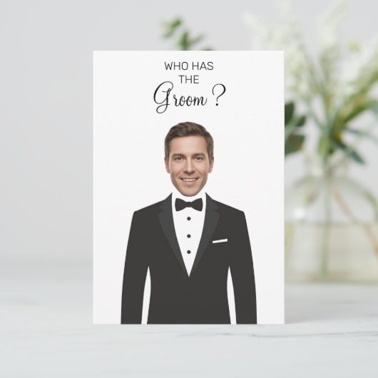 Wie heeft de bruidegom Scratch Off Game Bruiloft S Bedankkaart (Staand voorkant)
