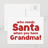 Wie heeft de Kerstman nodig als je oma hebt! Feestdagenkaart (Voorkant / Achterkant)