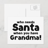 Wie heeft de Kerstman nodig als je oma hebt! Feestdagenkaart (Voorkant / Achterkant)