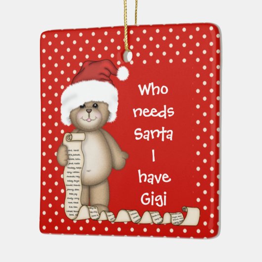 Wie heeft de Kerstman nodig... Gigi Kerstversient Keramisch Ornament (Links)
