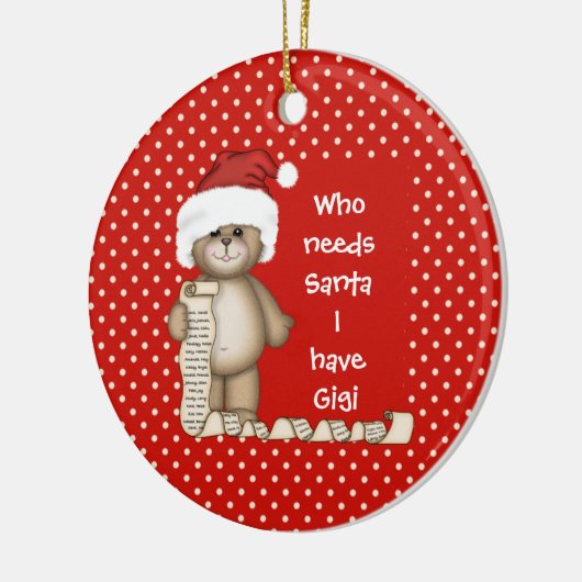 Wie heeft de Kerstman nodig... Gigi Kerstversient Keramisch Ornament (Links)