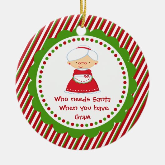 Wie heeft de Kerstman nodig... Gram kerstversierin Keramisch Ornament (Voorkant)