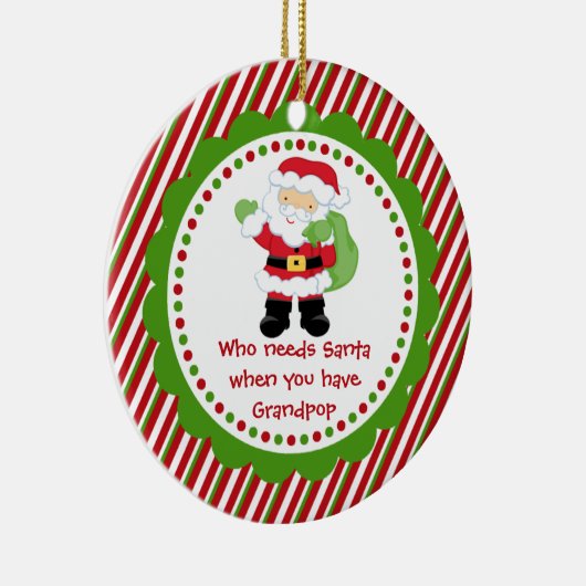 Wie heeft de Kerstman nodig... Grootpop kerstversi Keramisch Ornament (Rechts)