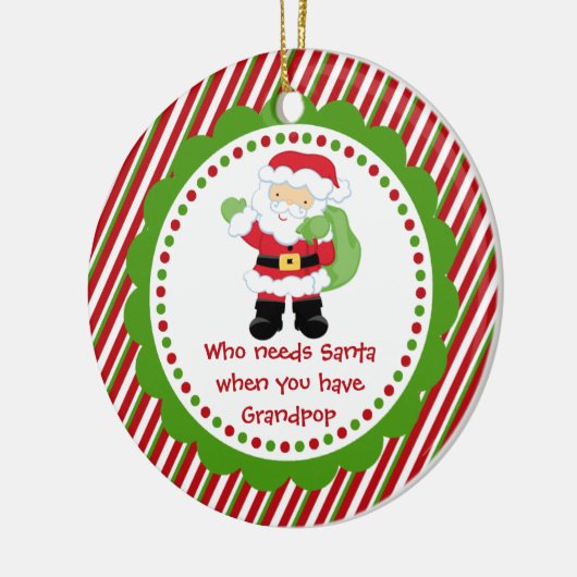 Wie heeft de Kerstman nodig... Grootpop kerstversi Keramisch Ornament (Links)