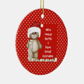 Wie heeft de Kerstman nodig.. Grote oma kerstversi Keramisch Ornament (Rechts)