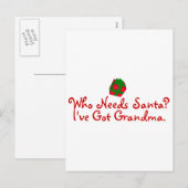 Wie heeft de kerstman nodig, ik heb oma feestdagenkaart (Voorkant / Achterkant)