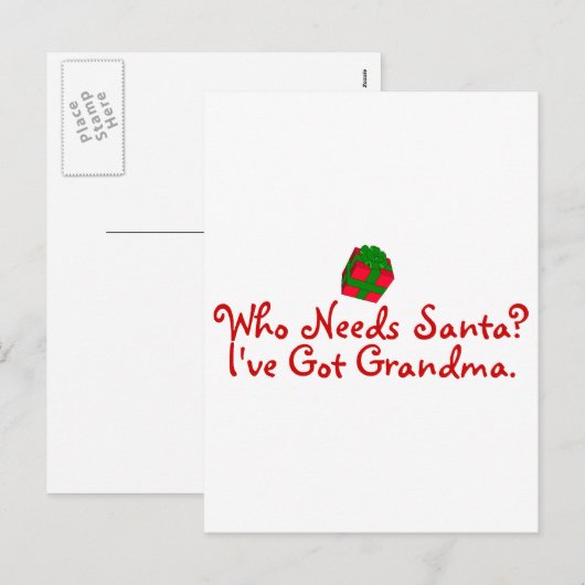 Wie heeft de kerstman nodig, ik heb oma feestdagenkaart (Voorkant / Achterkant)