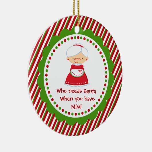 Wie heeft de Kerstman nodig... Mimi kerstversierin Keramisch Ornament (Rechts)