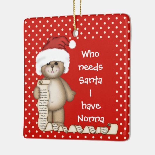 Wie heeft de Kerstman nodig... Nonna Kerstversieri Keramisch Ornament (Links)
