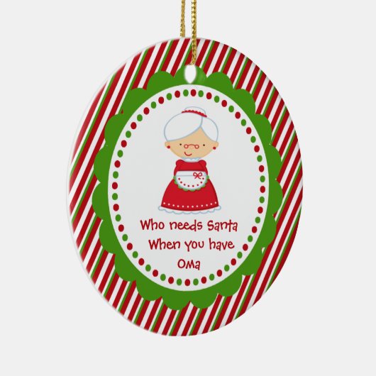 Wie heeft de Kerstman nodig... Oma kerstversiering Keramisch Ornament (Rechts)