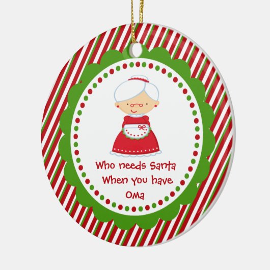 Wie heeft de Kerstman nodig... Oma kerstversiering Keramisch Ornament (Links)