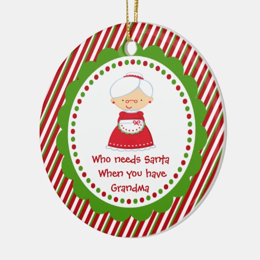 Wie heeft de Kerstman nodig... Oma Kerstversiering Keramisch Ornament (Links)