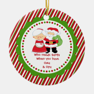 Wie heeft de Kerstman nodig. Oma & Opa Grandpa Ker Keramisch Ornament