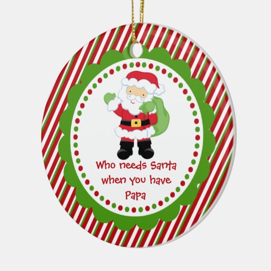 Wie heeft de Kerstman nodig... Papa kerstversierin Keramisch Ornament (Links)