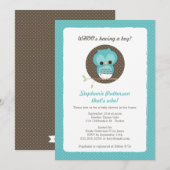 Wie heeft een jongen? Owl Baby shower Invitation Kaart (Voorkant / Achterkant)
