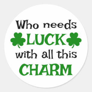 Wie heeft geluk nodig met al deze charme 🍀✨ ronde sticker