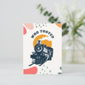 Wie heeft gestemd, stoomtrein en spoorweg briefkaart (Staand voorkant)