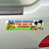 Wie heeft het blik van de Worms geopend Bumpersticker (Op auto)