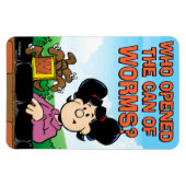 Wie heeft het blik van de Worms geopend Magneet (Horizontaal)