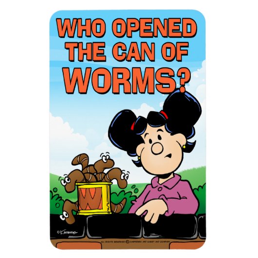Wie heeft het blik van de Worms geopend Magneet (Verticaal)