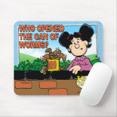 Wie heeft het blik van de Worms geopend Muismat (Met muis)