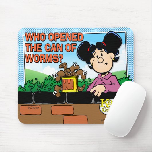 Wie heeft het blik van de Worms geopend Muismat (Met muis)