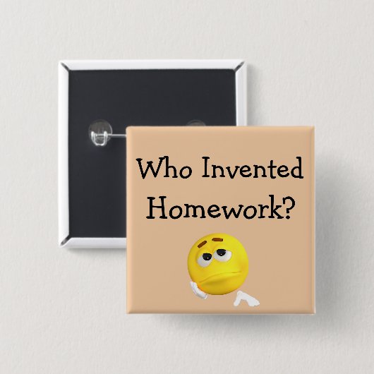 Wie heeft huiswerk uitgevonden? Button (Voorkant /achterkant)