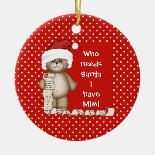 Wie heeft Kerstman nodig... Mimi Kerst Ornament (Voorkant)