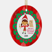 Wie heeft Kerstman nodig Oma & Opa Elf Ornament (Rechts)