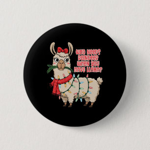 Wie heeft rendieren nodig als je lama hebt - Kerst Ronde Button 5,7 Cm
