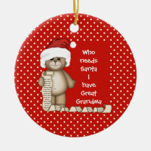 Wie heeft Sinterklaas nodig..Oudoom- of Oma Kerst Keramisch Ornament