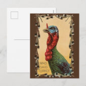 Wie heeft Turkije gezegd??? Grappig Thanksgiving B Feestdagenkaart (Voorkant / Achterkant)