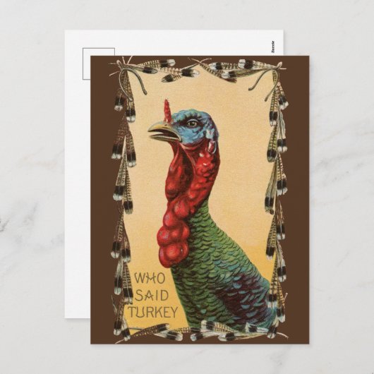 Wie heeft Turkije gezegd??? Grappig Thanksgiving B Feestdagenkaart (Voorkant / Achterkant)