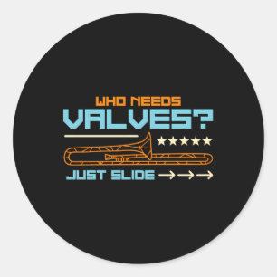 Wie heeft Valves een grote trombone marching band Ronde Sticker