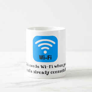 Wie heeft Wi-Fi nodig als je ziel al verbonden is? Koffiemok