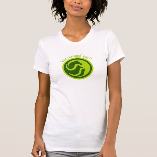 Wie heeft wie gered? t-shirt (Voorkant)