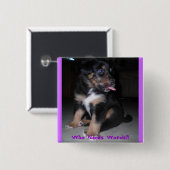 Wie heeft woorden nodig?! vierkante button 5,1 cm (Voorkant /achterkant)
