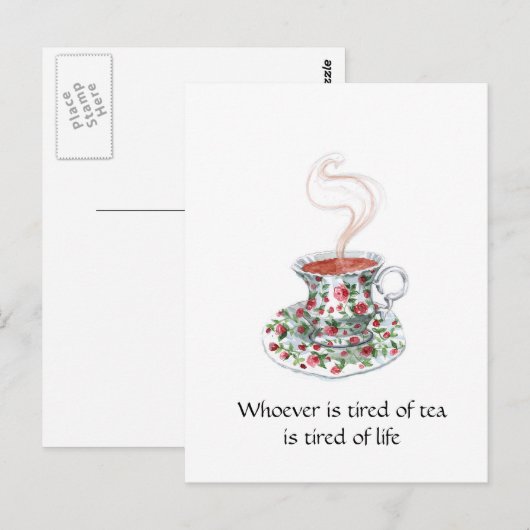 Wie het moe is van de theeslogan - moe van het lev briefkaart (Voorkant / Achterkant)