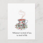 Wie het moe is van de theeslogan - moe van het lev briefkaart (Voorkant)