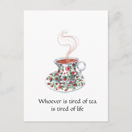 Wie het moe is van de theeslogan - moe van het lev briefkaart (Voorkant)