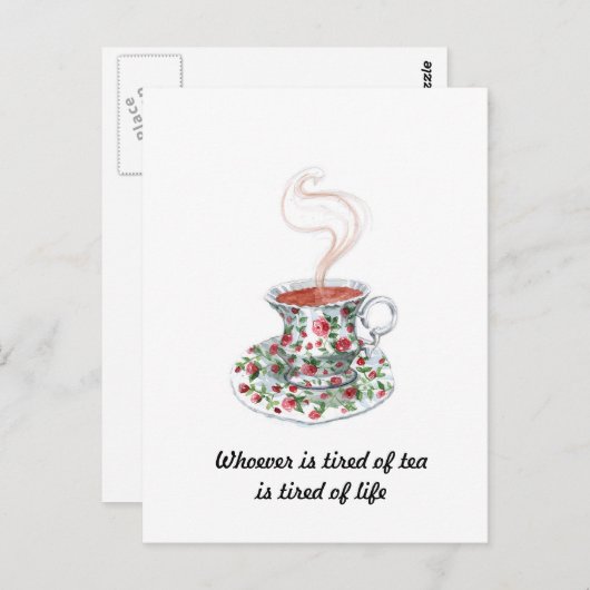 Wie het moe is van de theeslogan - moe van het lev briefkaart (Voorkant / Achterkant)