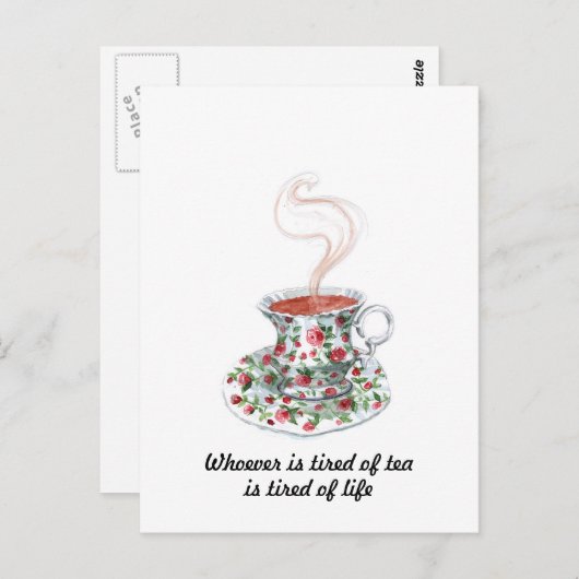 Wie het moe is van de theeslogan - moe van het lev briefkaart (Voorkant / Achterkant)