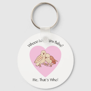 Wie houdt er van je Baby? Uil Baby shower Valentij Sleutelhanger